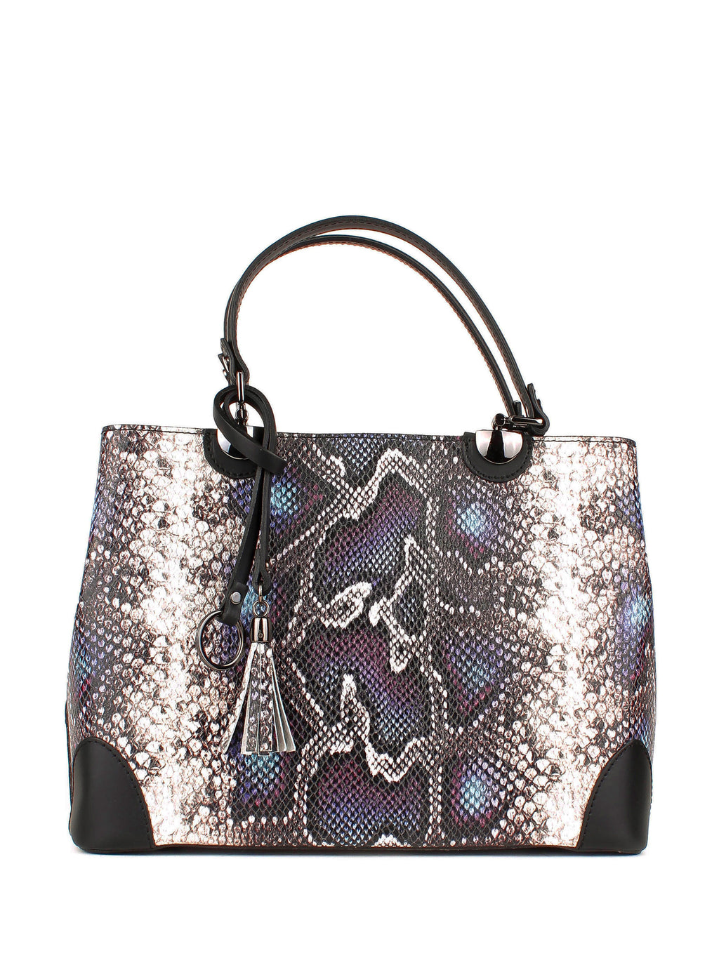 Bolso de mano de piel italiana Morado 7739-14-35