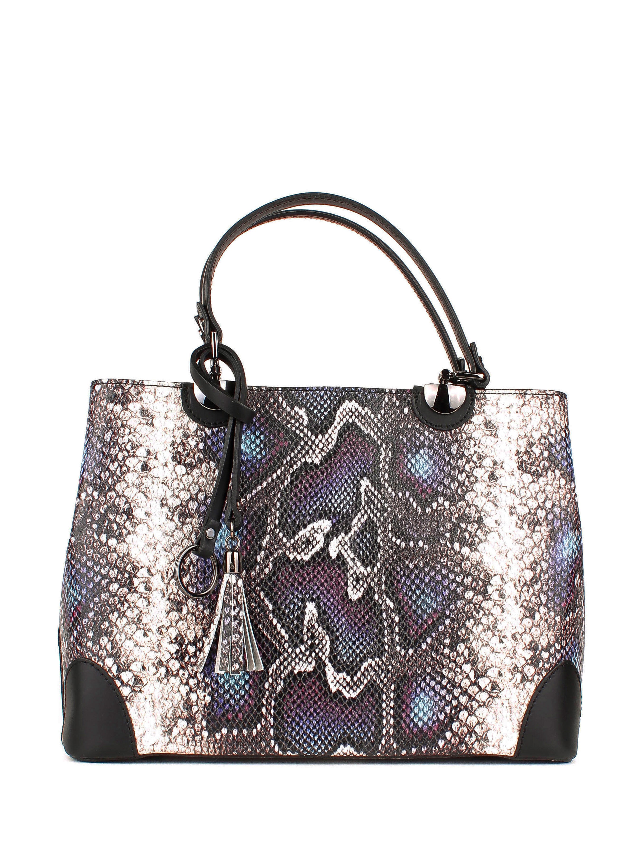 Bolso de mano de piel italiana Morado 7739-14-35