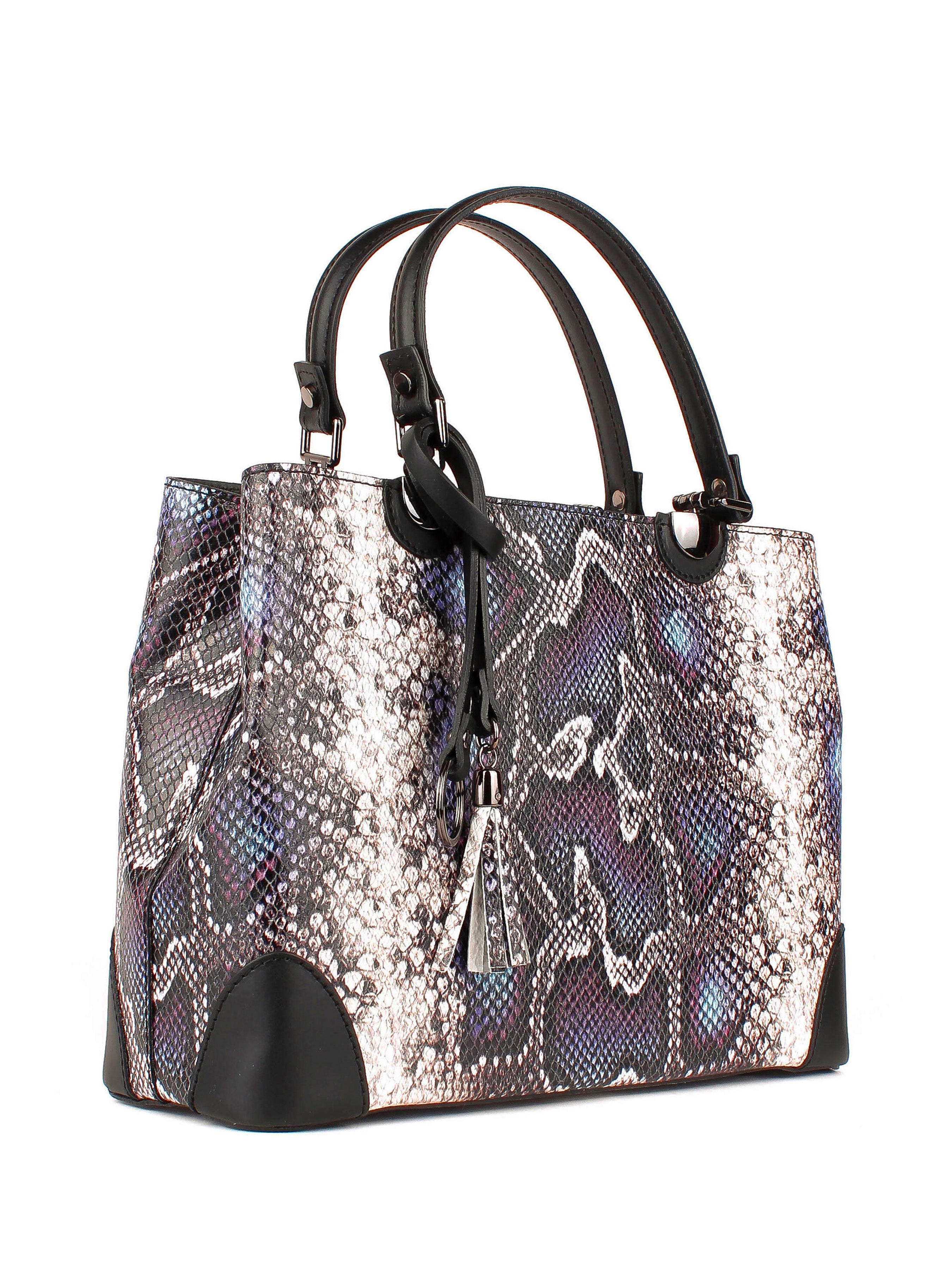 Bolso de mano de piel italiana Morado 7739-14-35