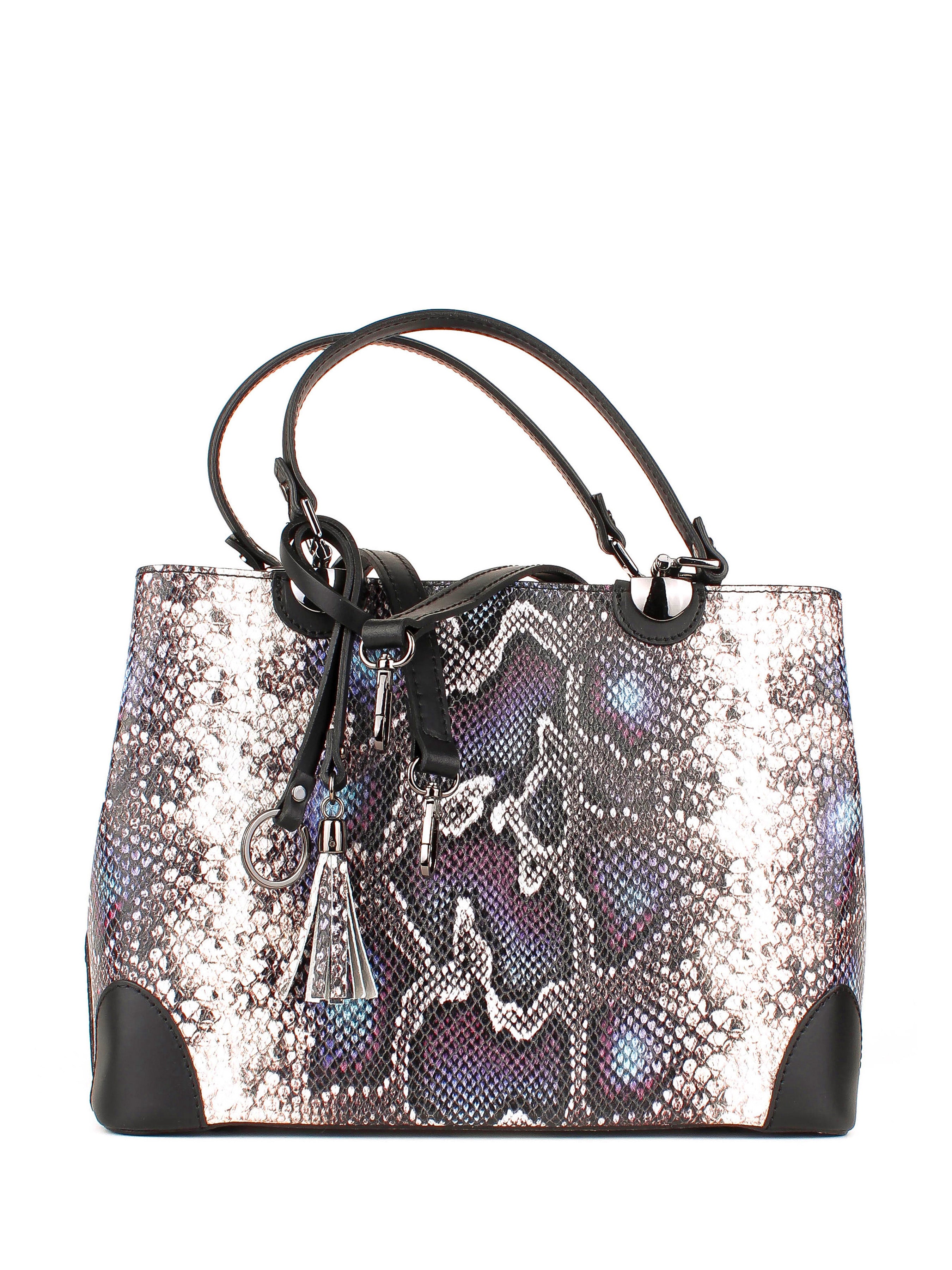 Bolso de mano de piel italiana Morado 7739-14-35