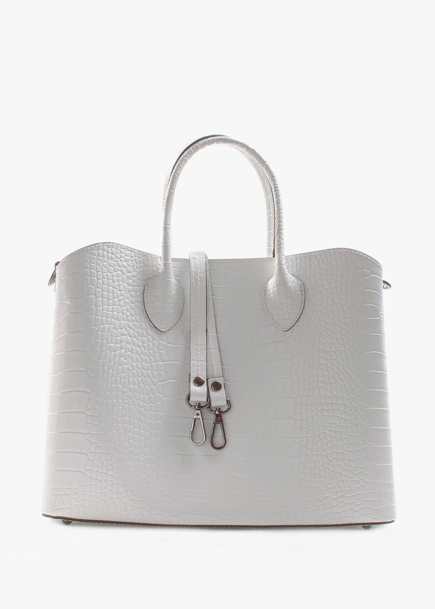 Bolso Tote de piel italiana Blanco 4391-16-36
