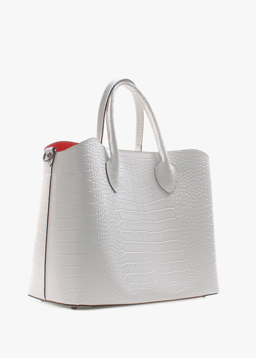 Bolso Tote de piel italiana Blanco 4391-16-36
