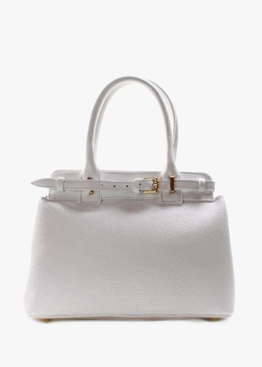 Bolso de mano de piel italiana Blanco 6846-16-32