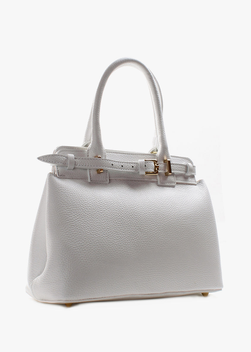 Bolso de mano de piel italiana Blanco 6846-16-32