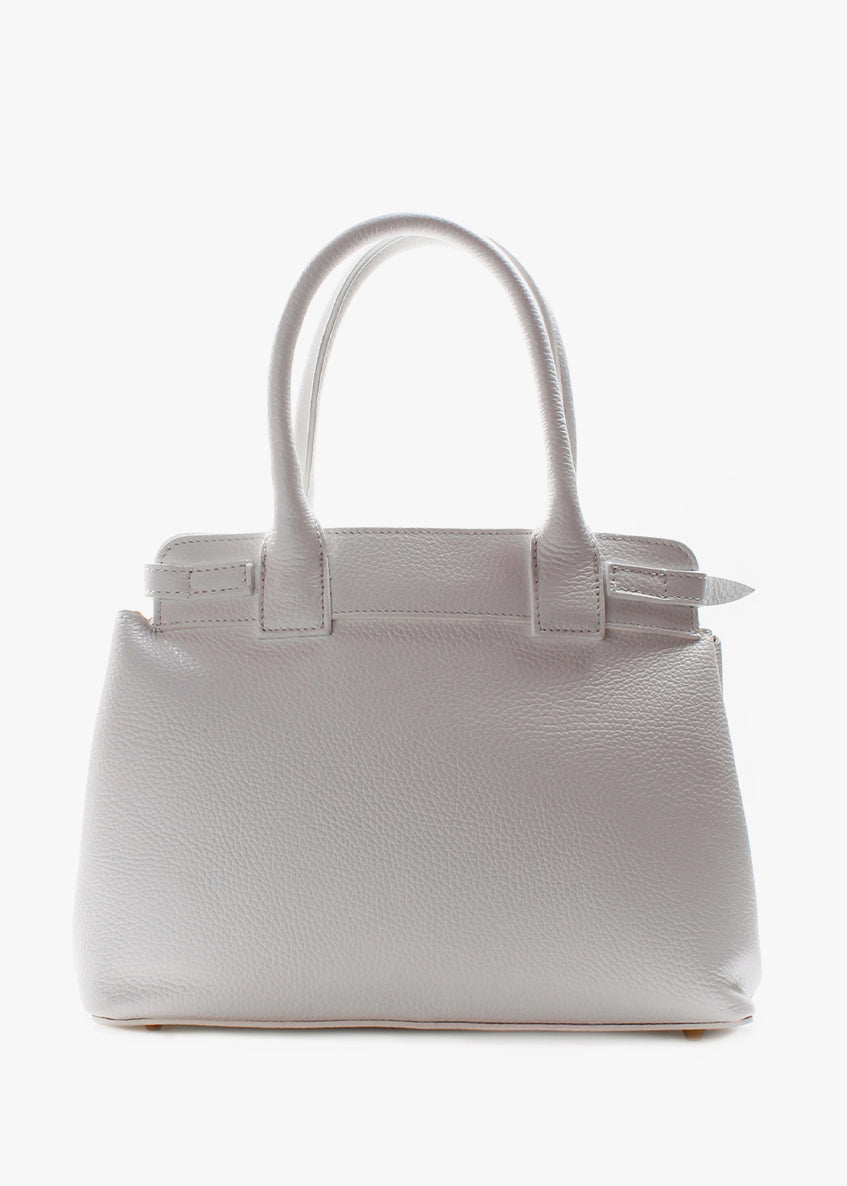 Bolso de mano de piel italiana Blanco 6846-16-32