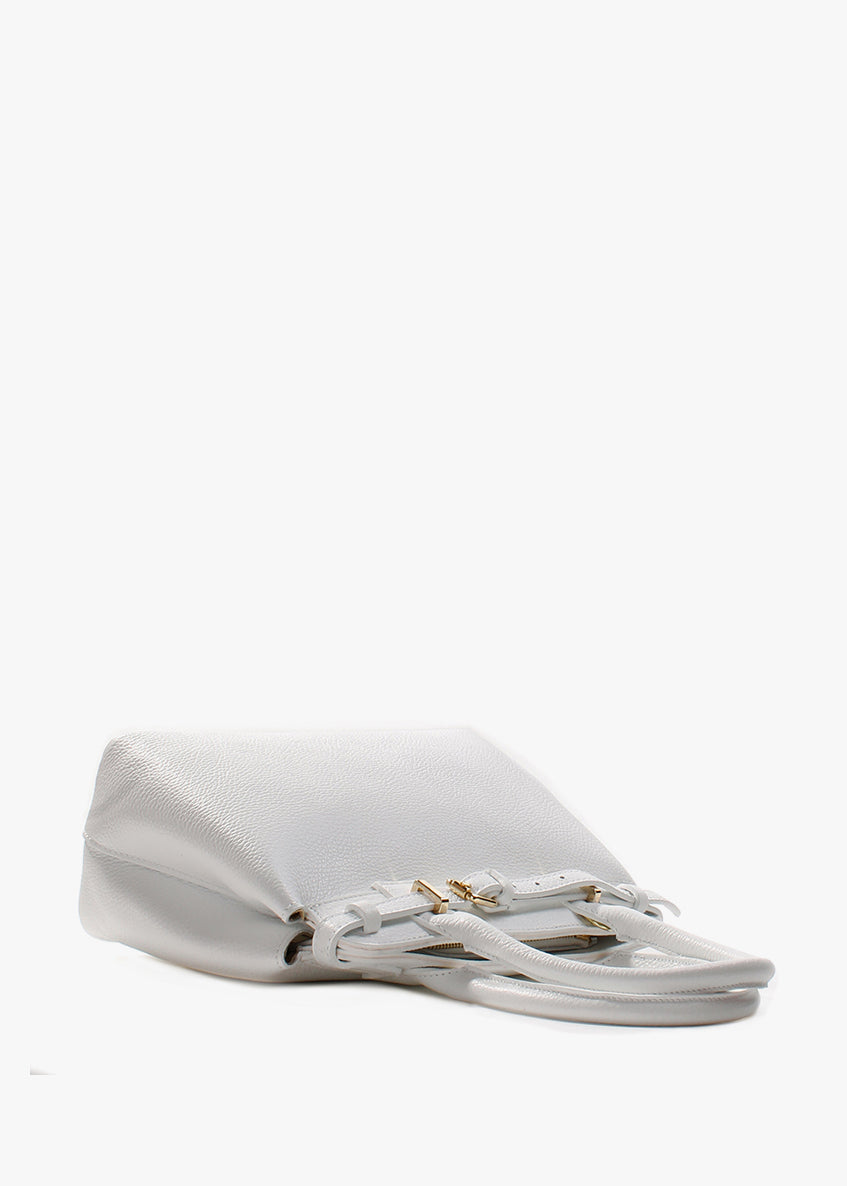 Bolso de mano de piel italiana Blanco 6846-16-32