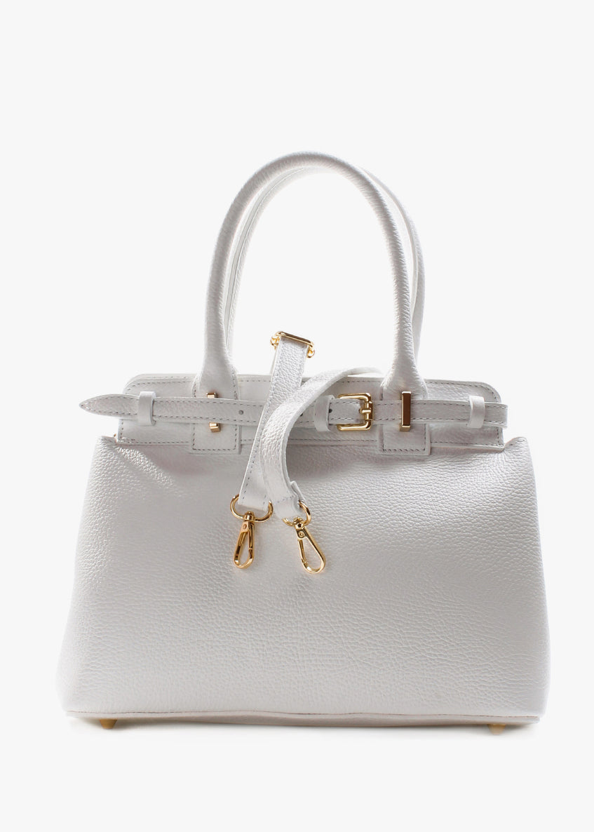 Bolso de mano de piel italiana Blanco 6846-16-32