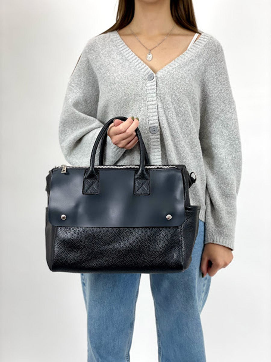 Bolso de mano de piel italiana Desireless  Negro