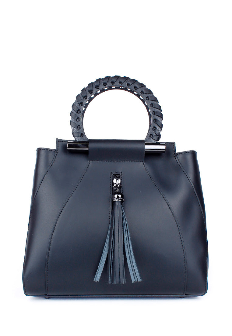 Bolso de mano de piel italiana Organo Negro