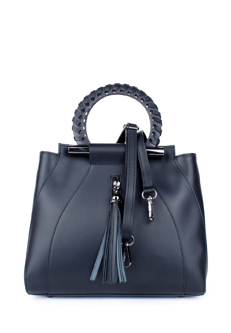 Bolso de mano de piel italiana Organo Negro