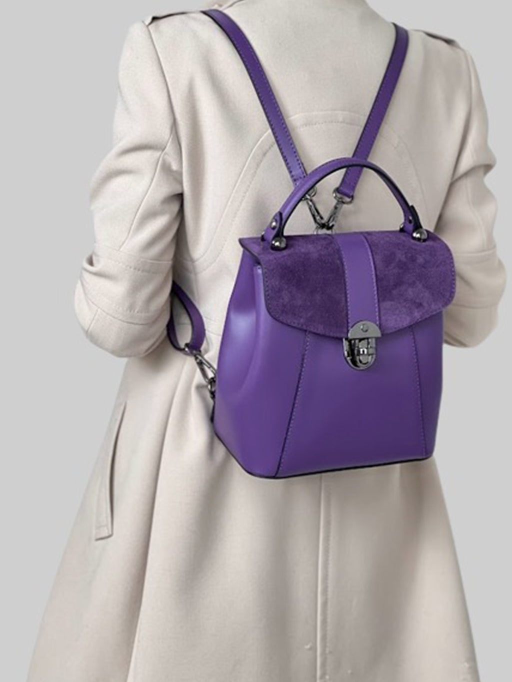 Mochila de piel para mujer Morado 4123-14-39