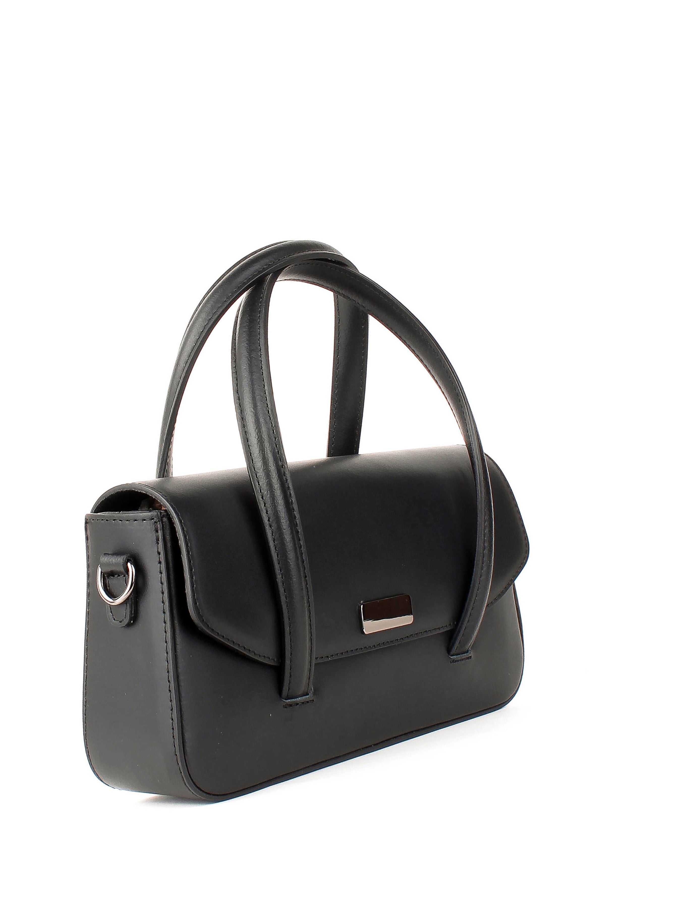 Bolso de mano de piel italiana Negro 3663-05-31