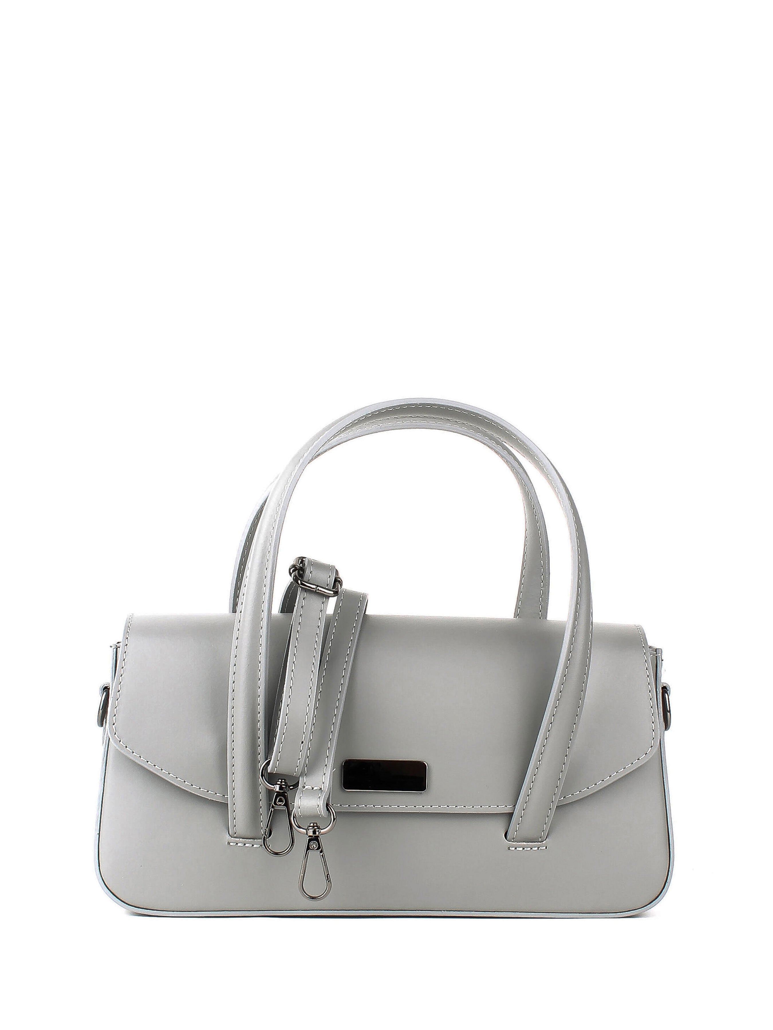 Bolso de mano de piel italiana Gris 3663-18-31