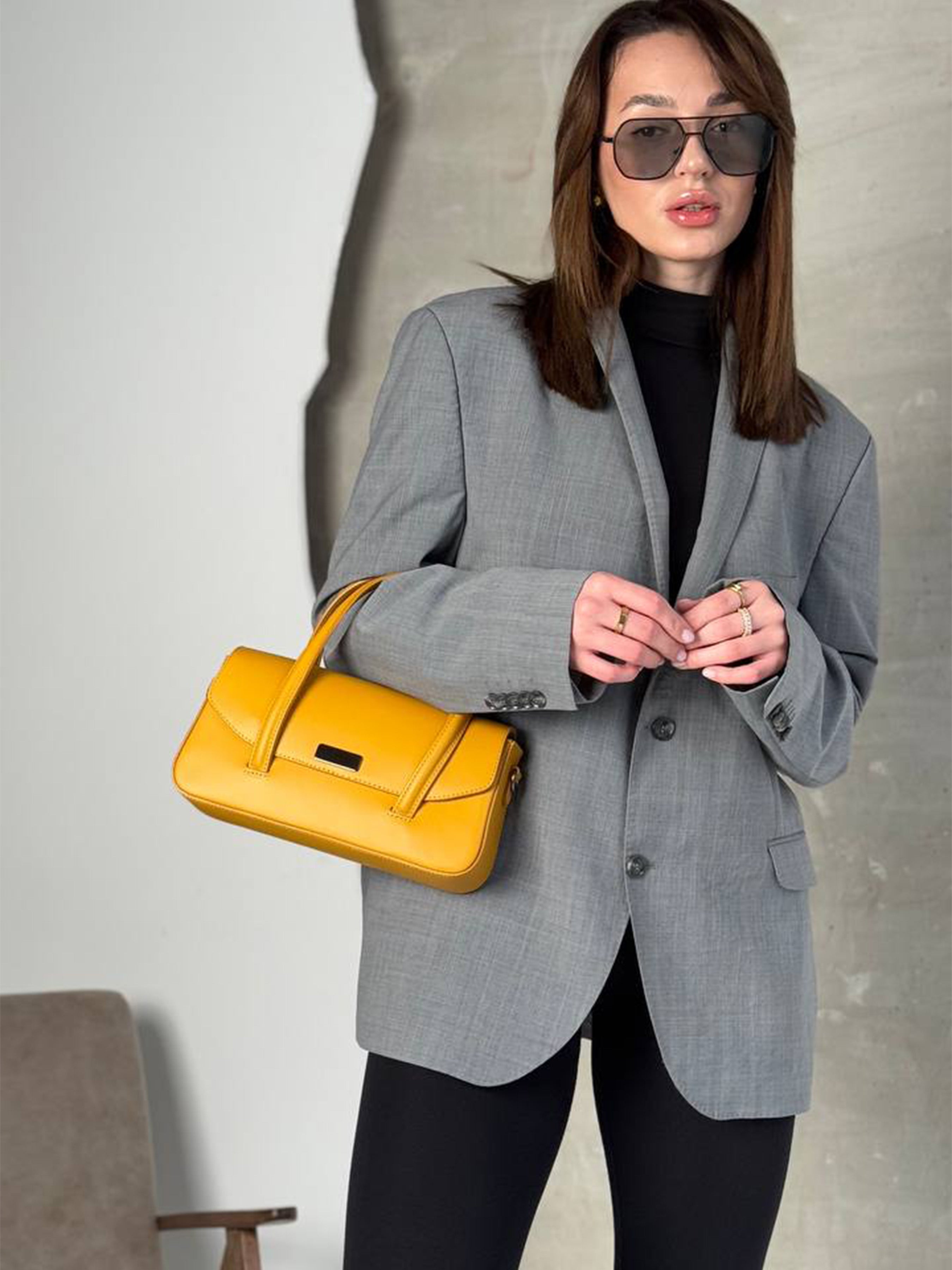 Bolso de mano de piel italiana Amarillo 3663-55-31