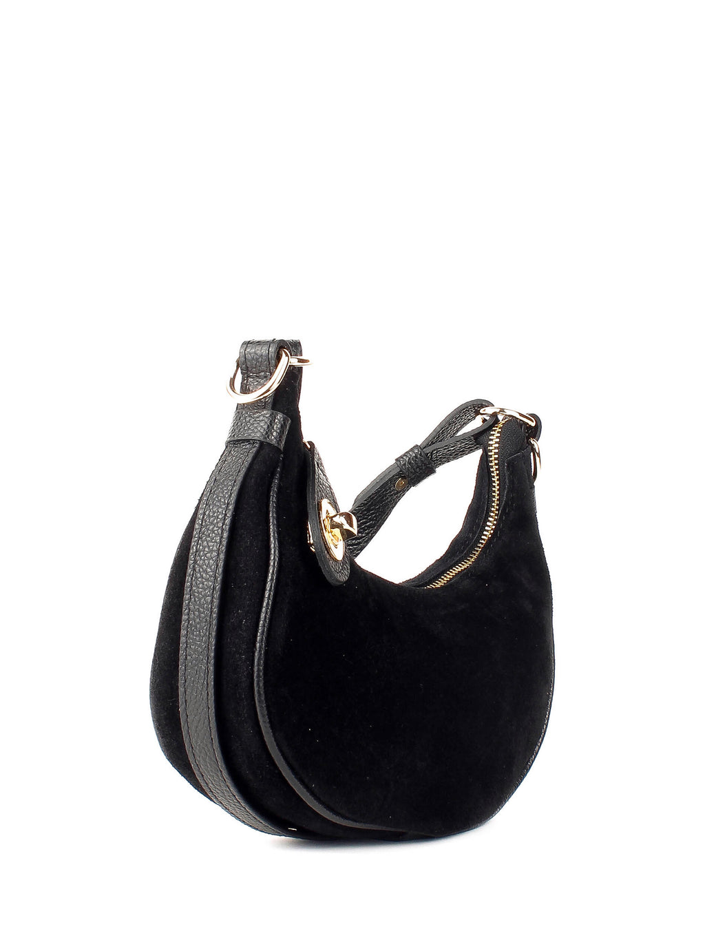 Bolso de hombro de piel italiana Negro 4141-05-47