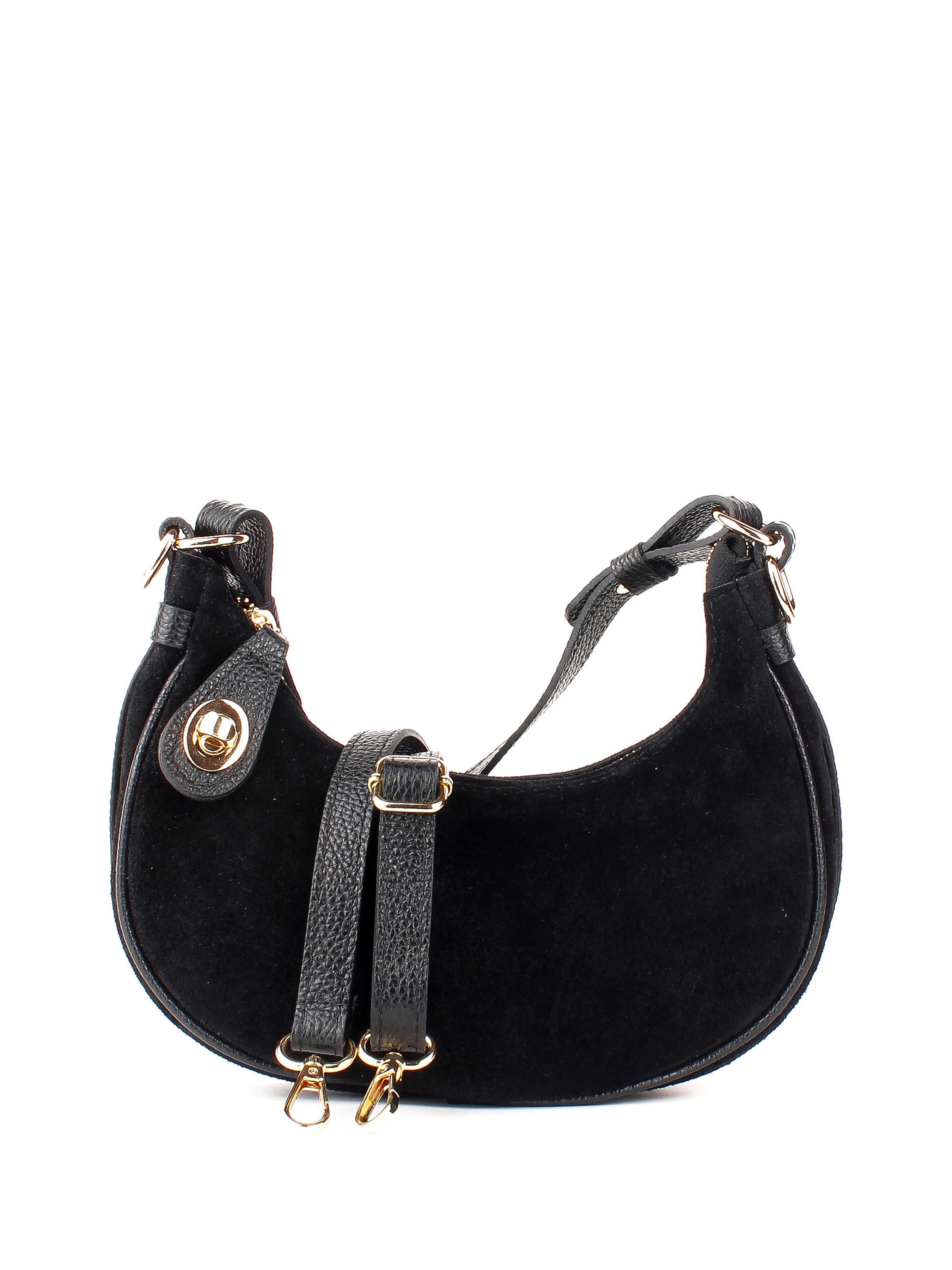 Bolso de hombro de piel italiana Negro 4141-05-47