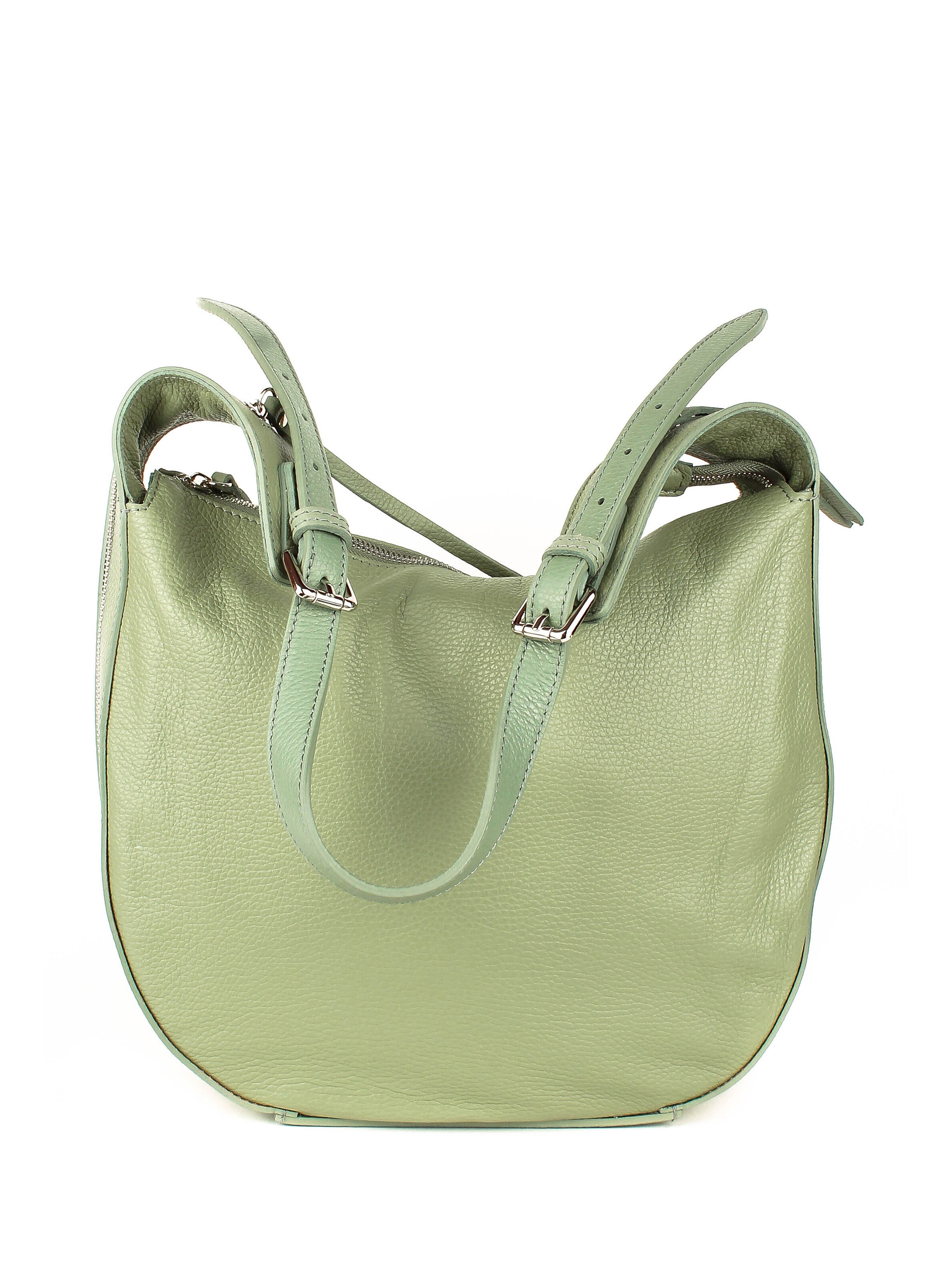 Bolso de hombro de piel italiana Verde 7231-81-32