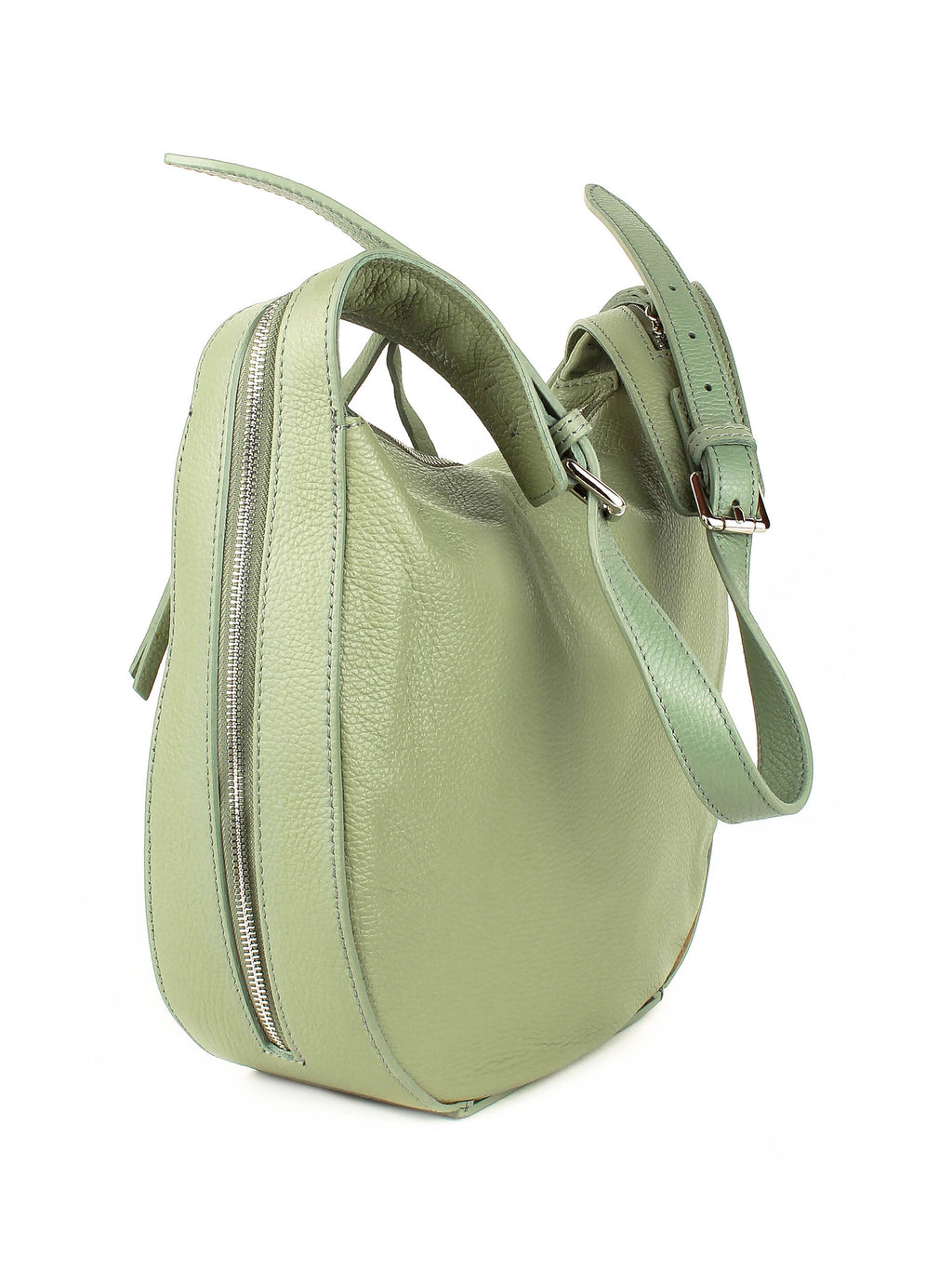 Bolso de hombro de piel italiana Verde 7231-81-32
