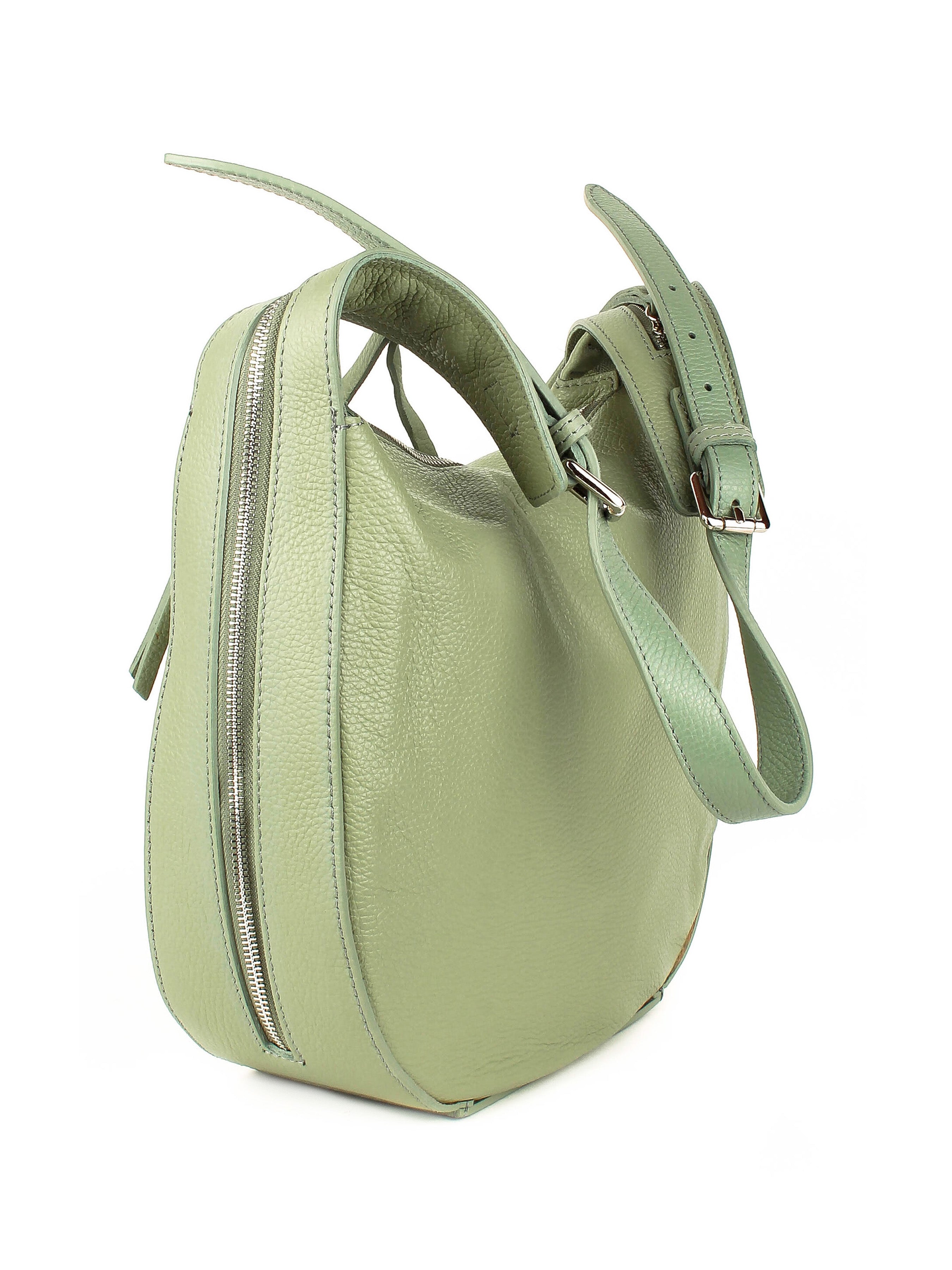 Bolso de hombro de piel italiana Verde 7231-81-32