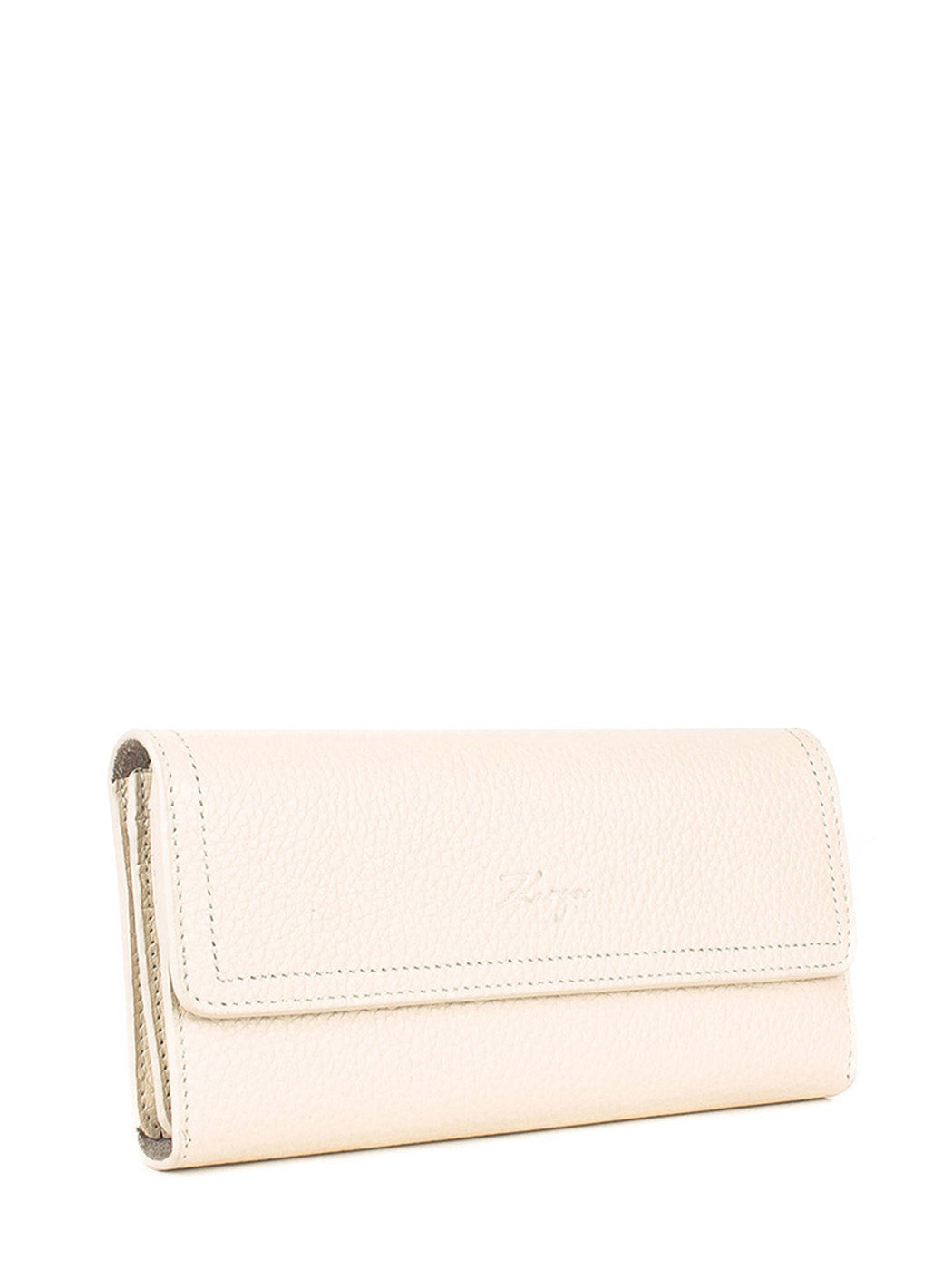 Cartera de piel italiana Beige 1179-13