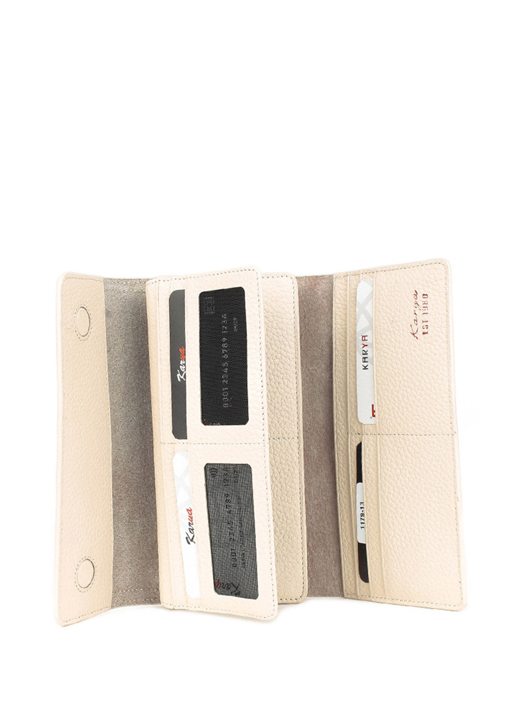 Cartera de piel italiana Beige 1179-13