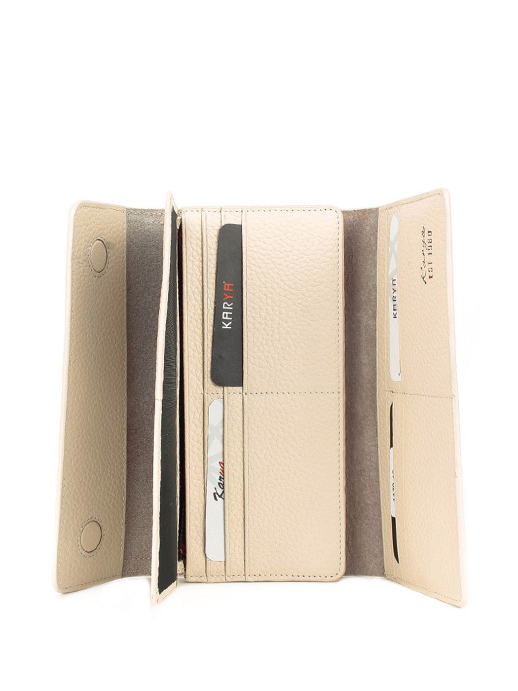 Cartera de piel italiana Beige 1179-13