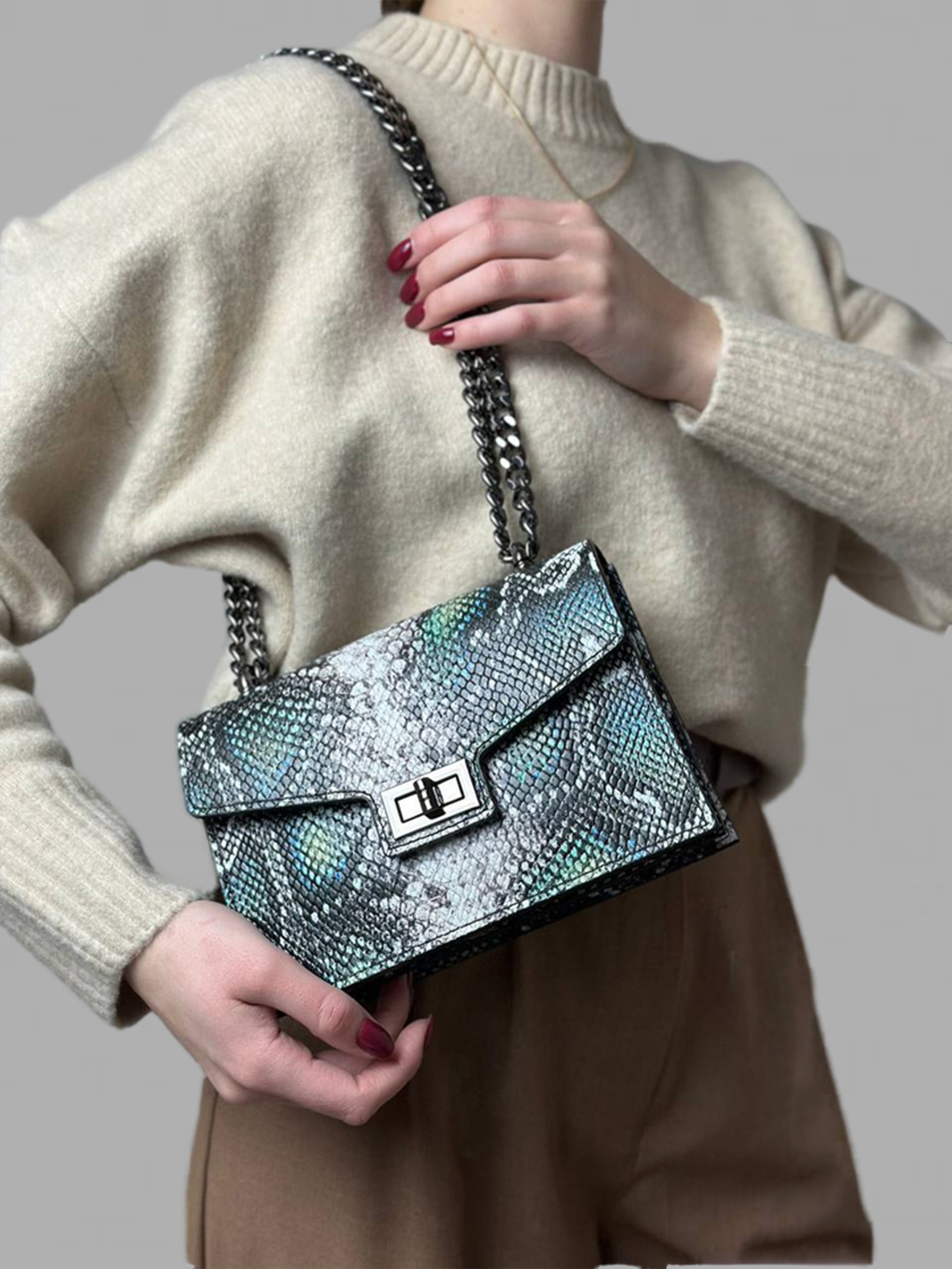 Bandolera de piel italiana Verde 3941-08-35