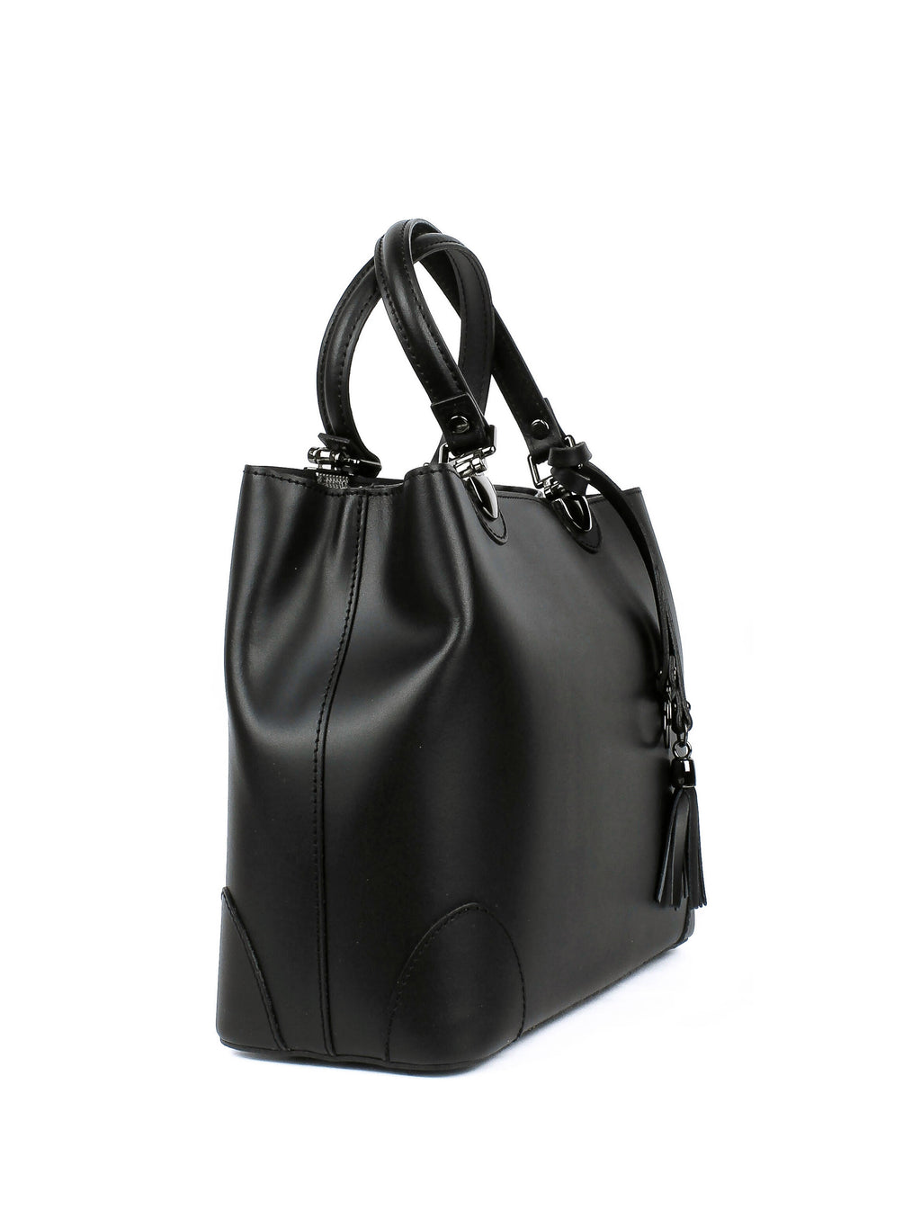 Bolso Tote de piel italiana FIORI Negro