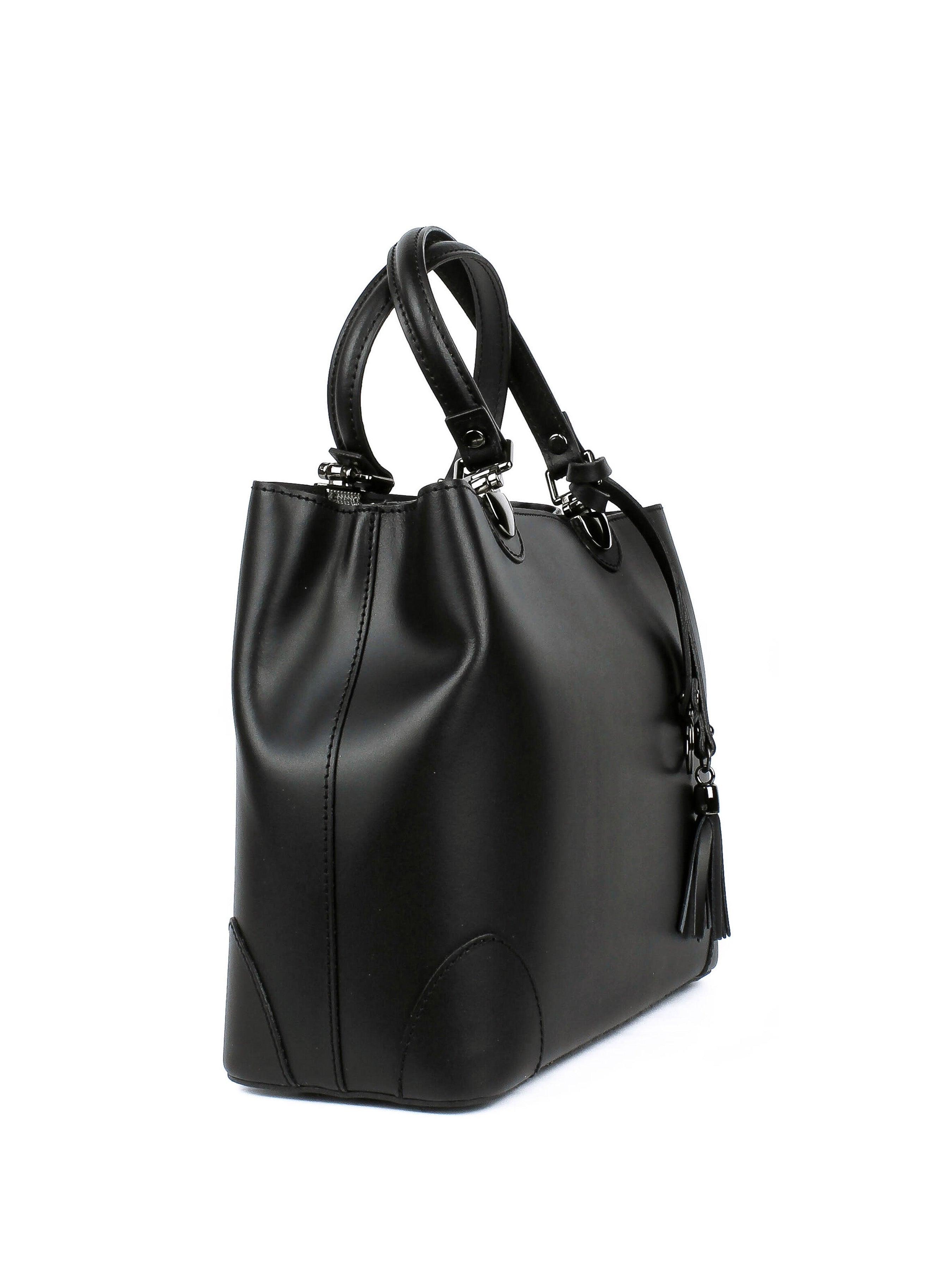Bolso Tote de piel italiana FIORI Negro