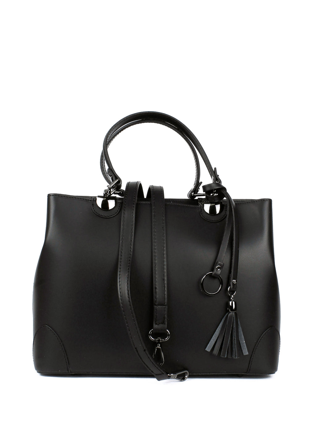 Bolso Tote de piel italiana FIORI Negro