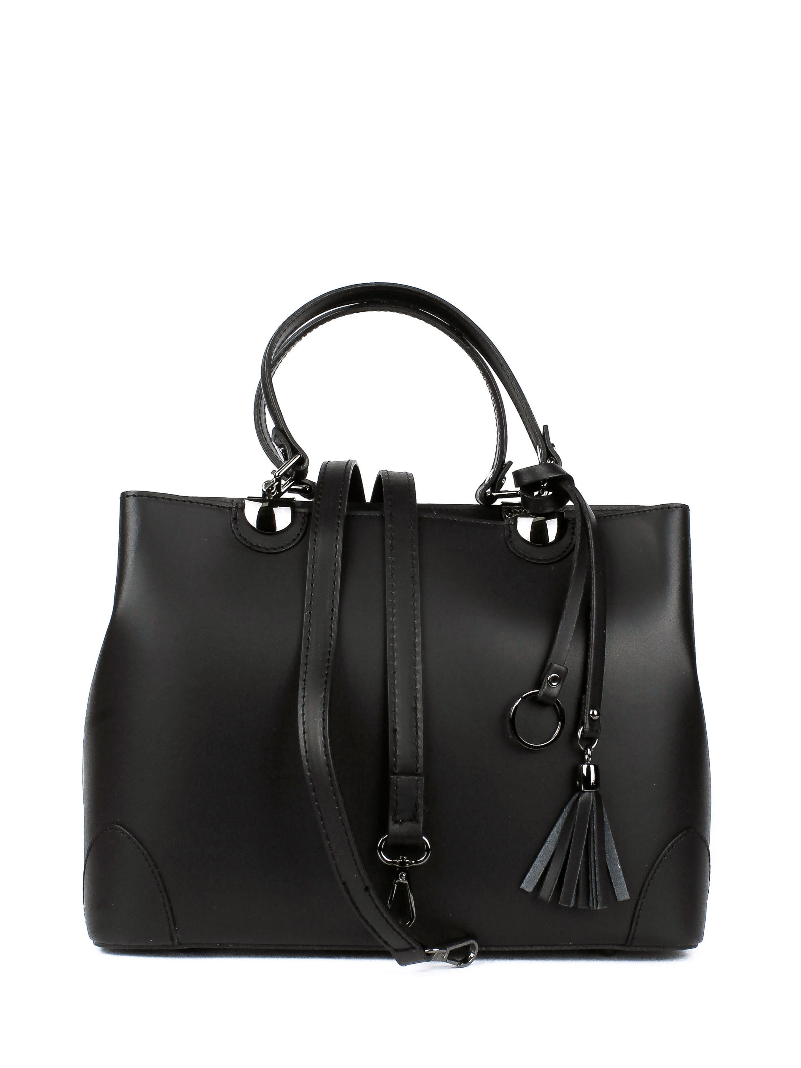 Bolso Tote de piel italiana FIORI Negro