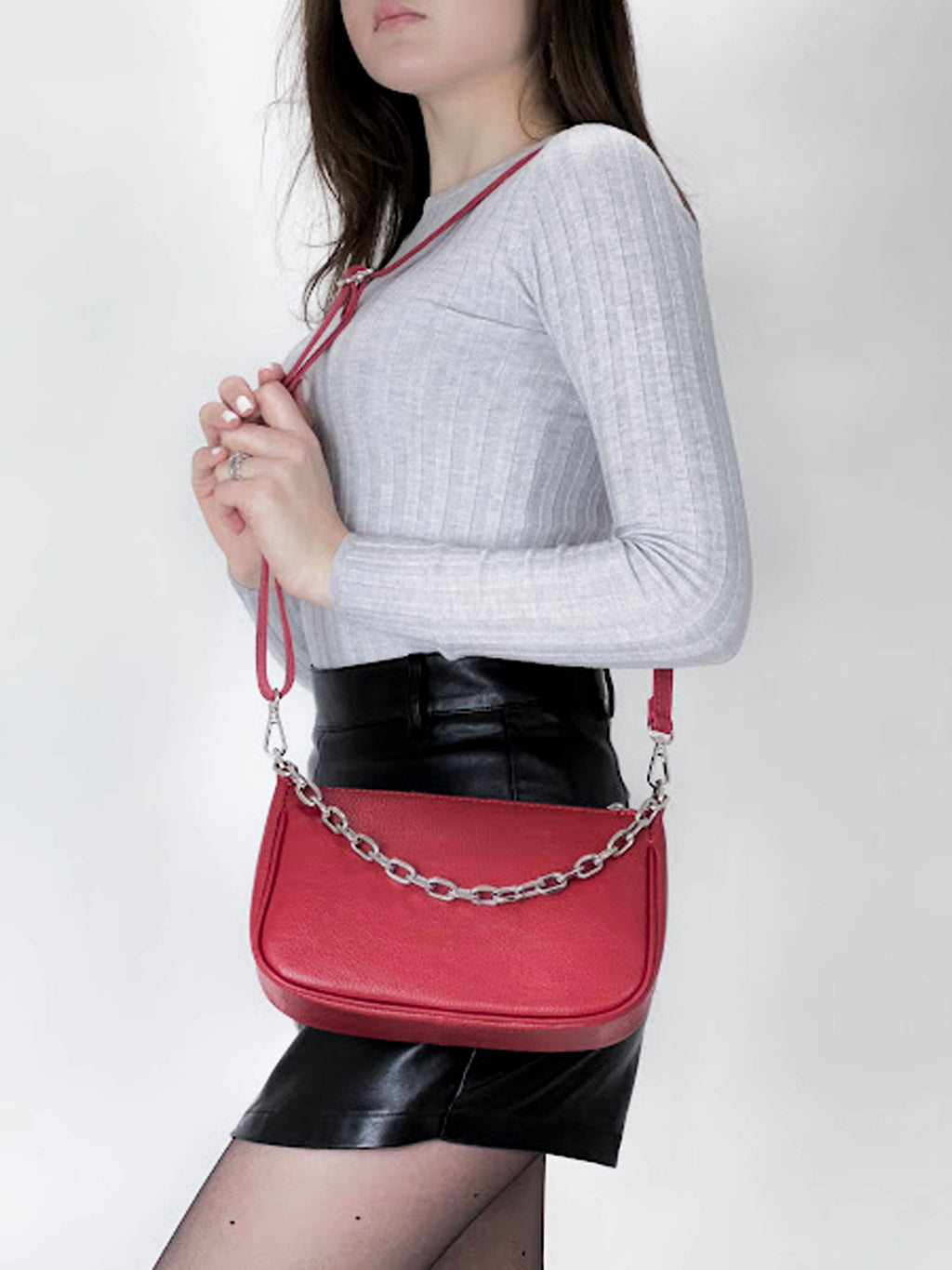 Bandolera de piel italiana Burgoña 4277-12-32