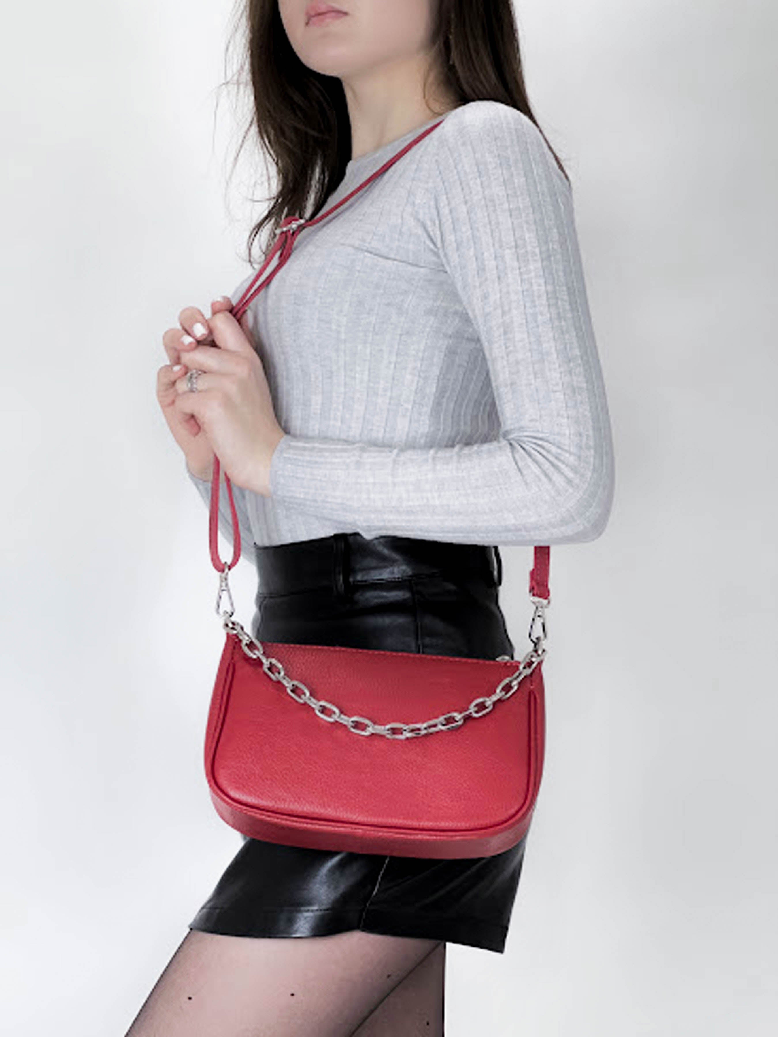 Bandolera de piel italiana Burgoña 4277-12-32