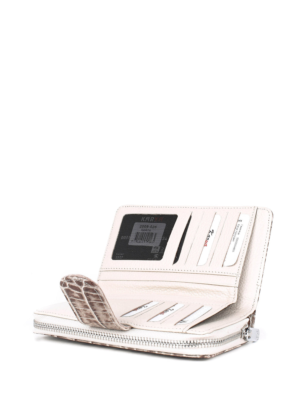 Cartera de piel italiana Beige 2009-526