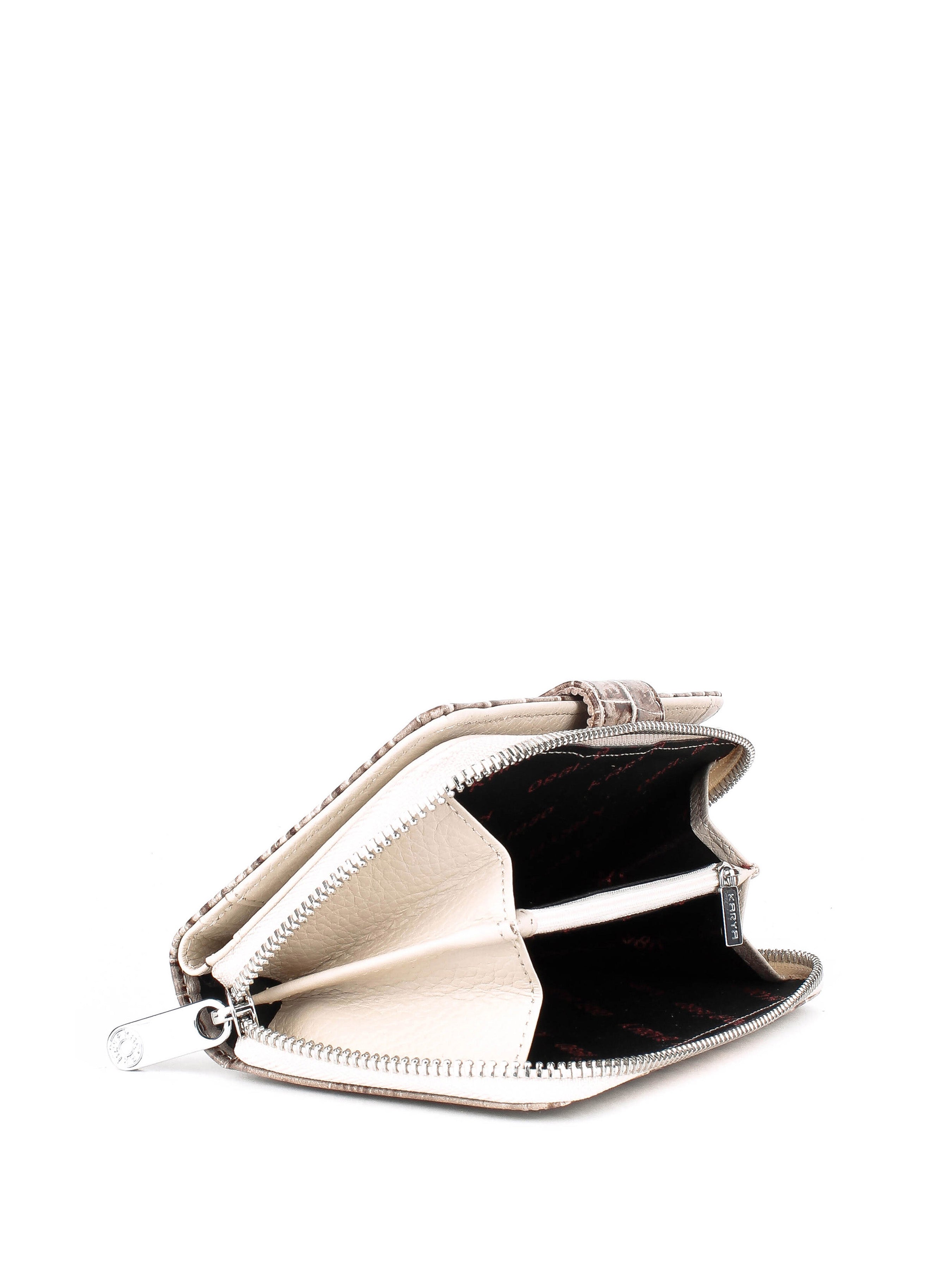 Cartera de piel italiana Beige 2009-526