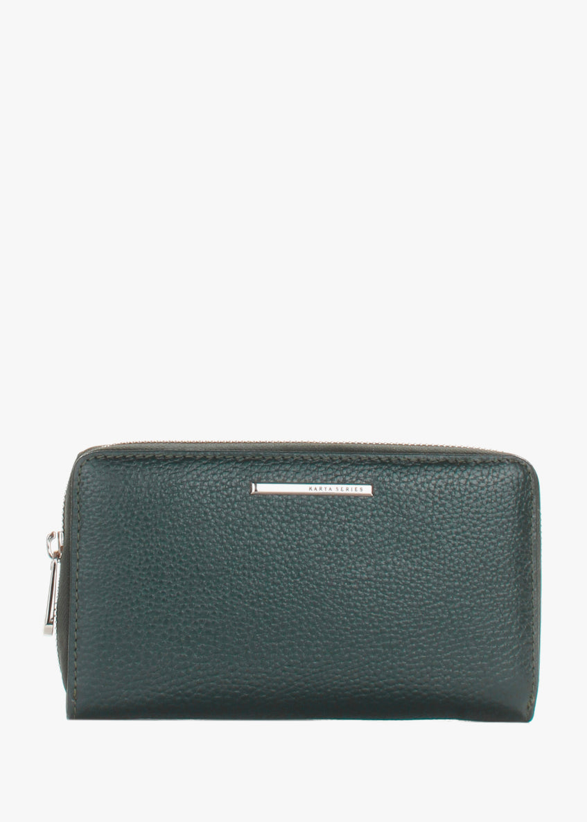 Cartera de piel italiana Verde 1072-030