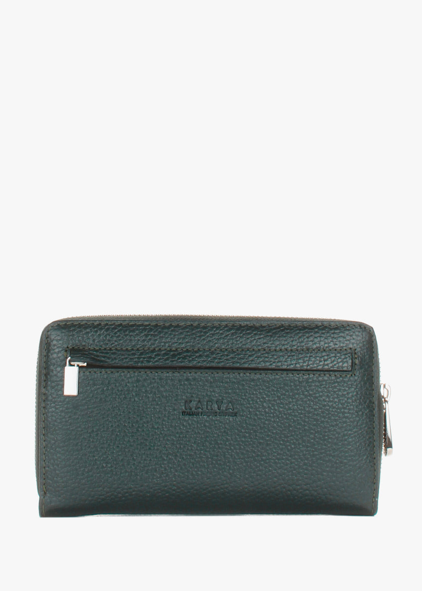 Cartera de piel italiana Verde 1072-030