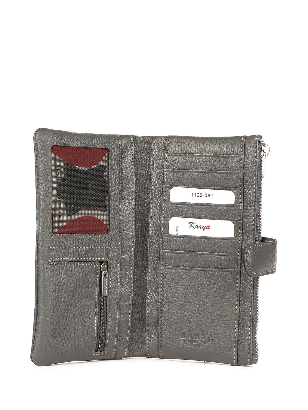 Cartera de piel italiana Gris 1129-081