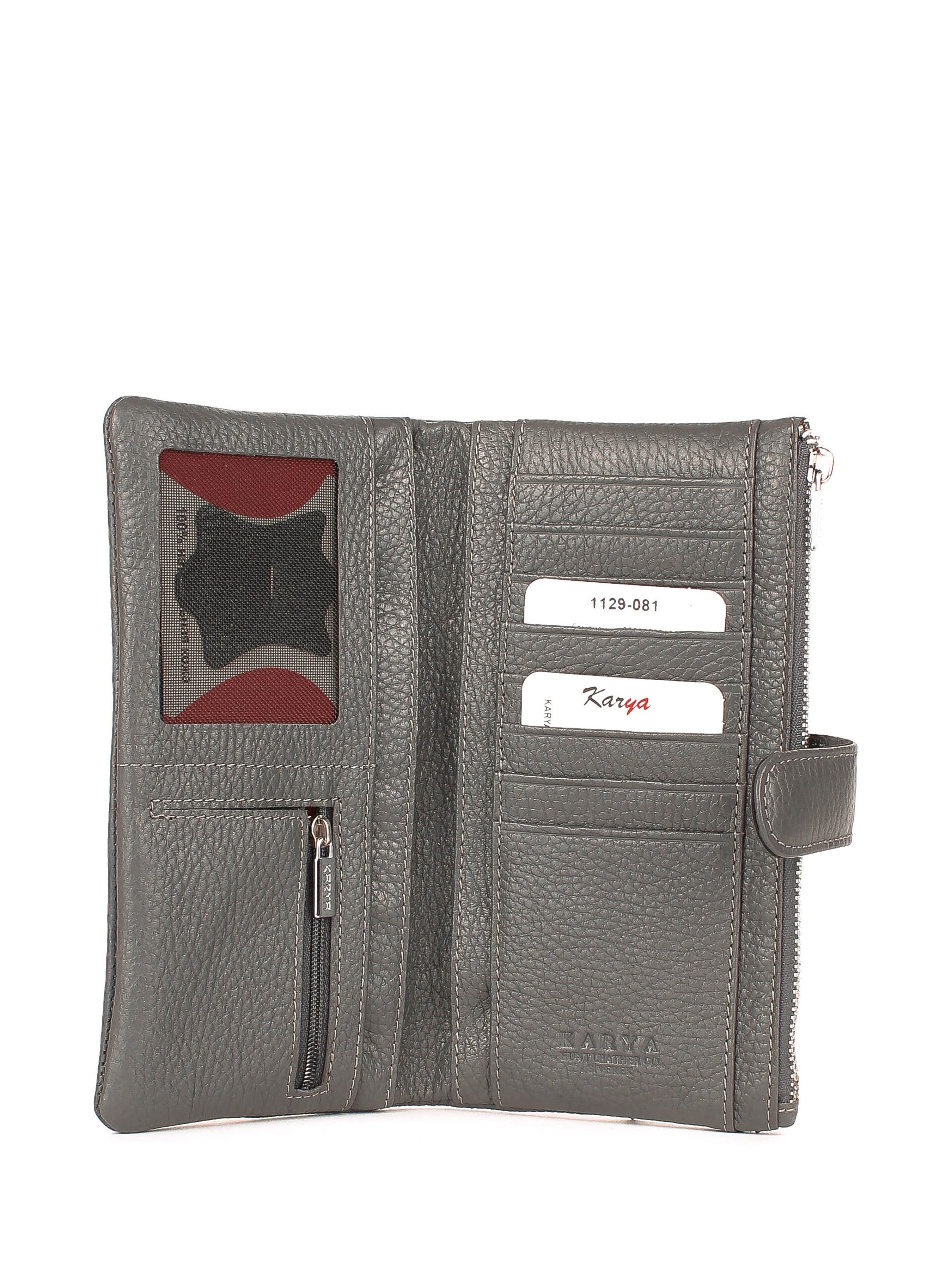 Cartera de piel italiana Gris 1129-081