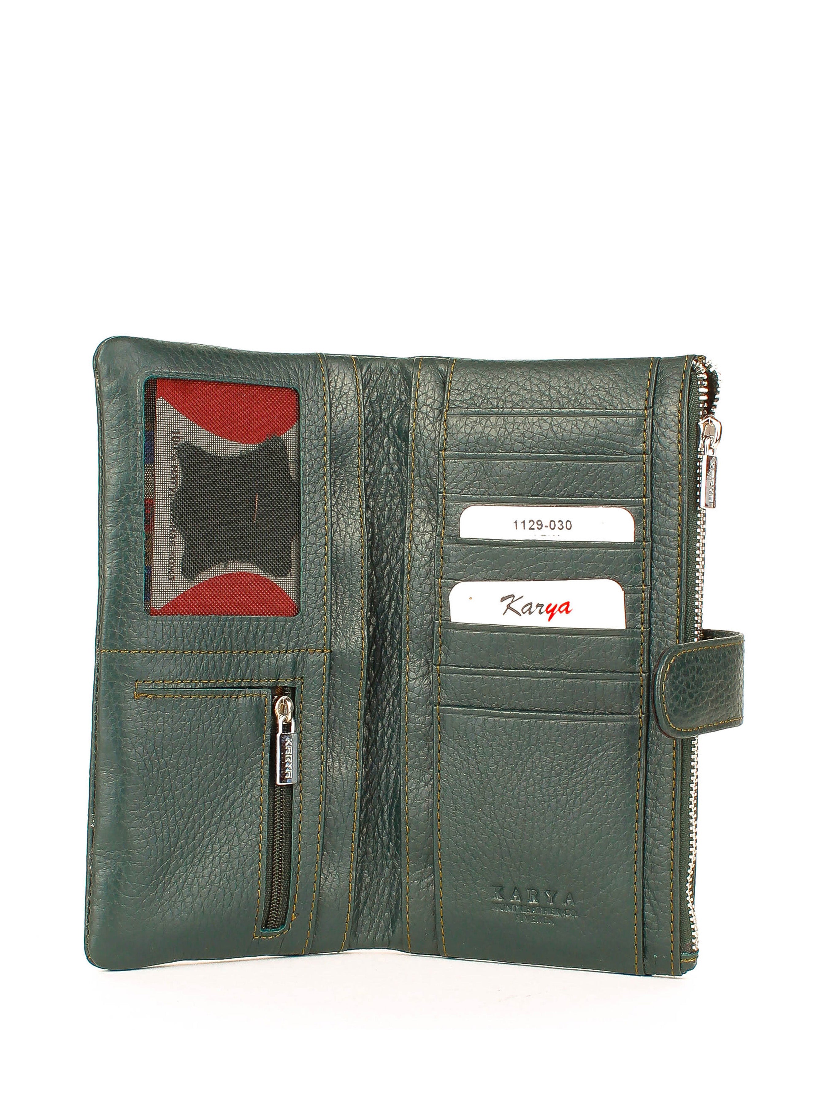 Cartera de piel italiana Verde 1129-030