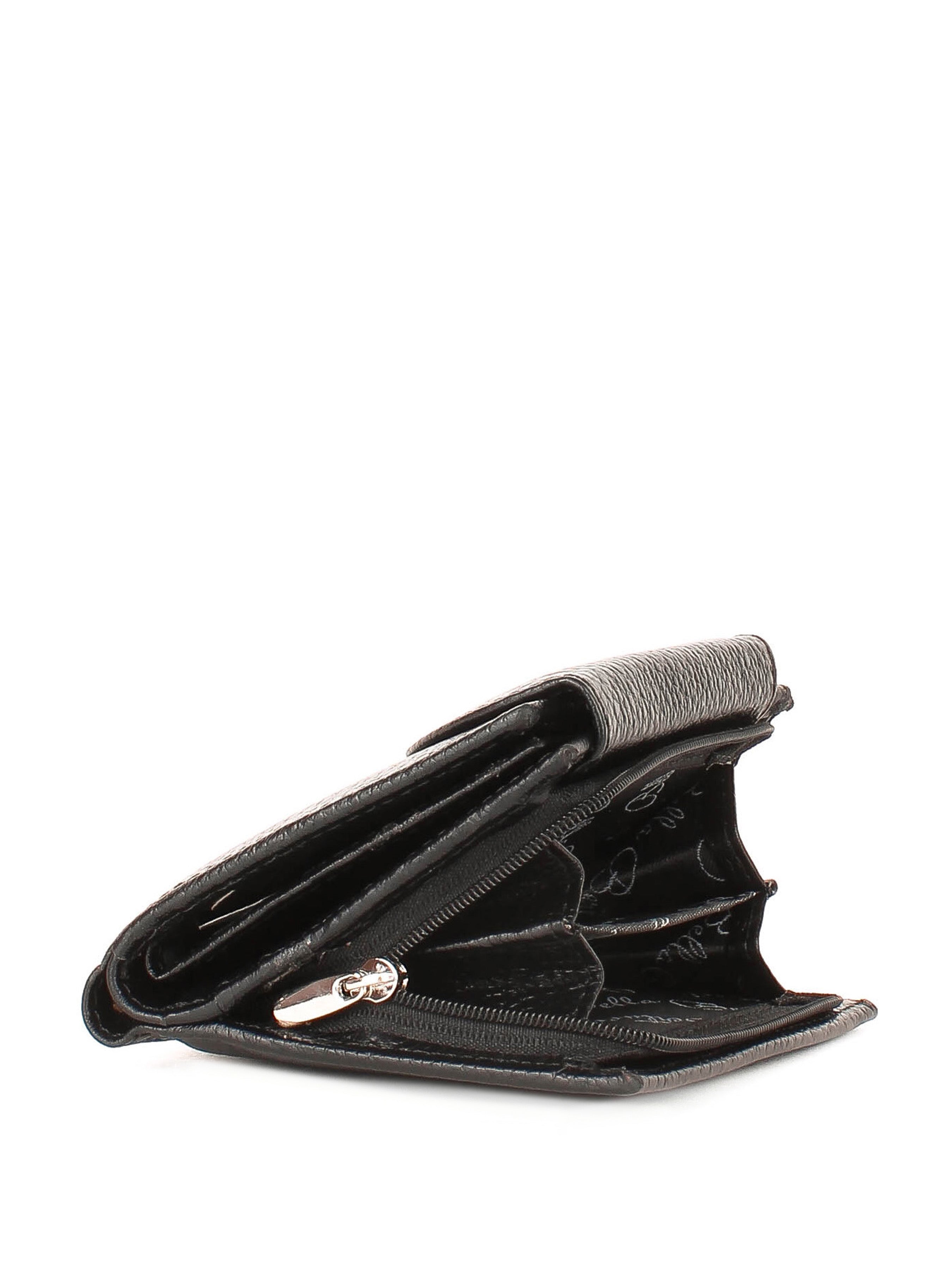 Cartera de piel italiana Negro 755-1