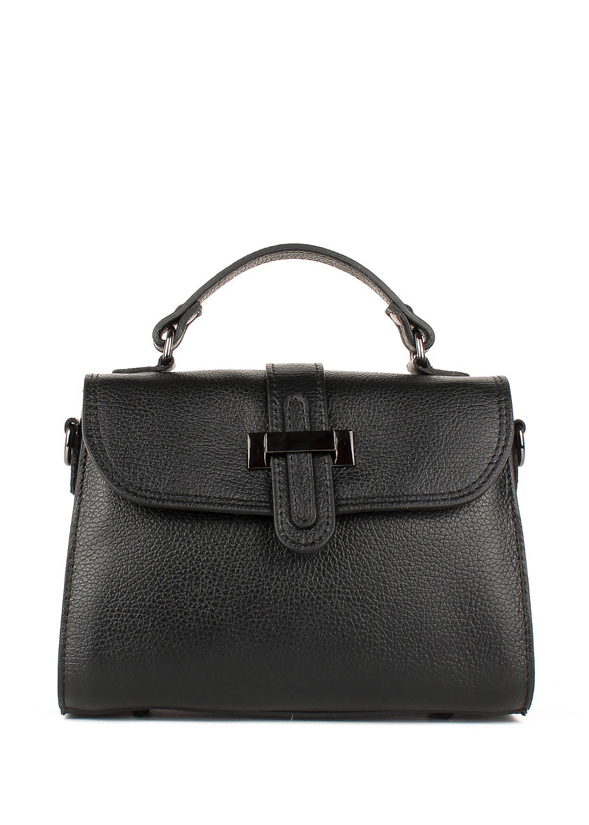 Bolso de mano de piel italiana Negro 2804-05-32