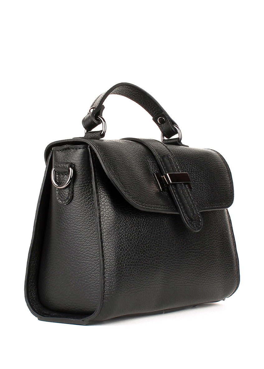 Bolso de mano de piel italiana Negro 2804-05-32