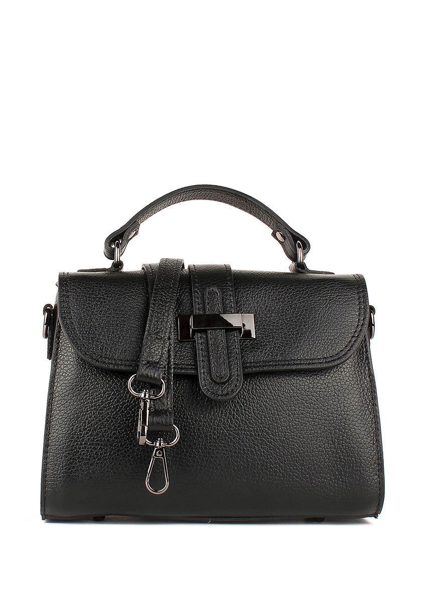 Bolso de mano de piel italiana Negro 2804-05-32