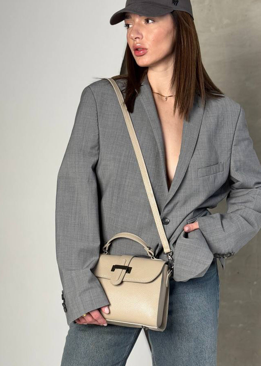 Bolso de mano de piel italiana Beige 2804-11-32