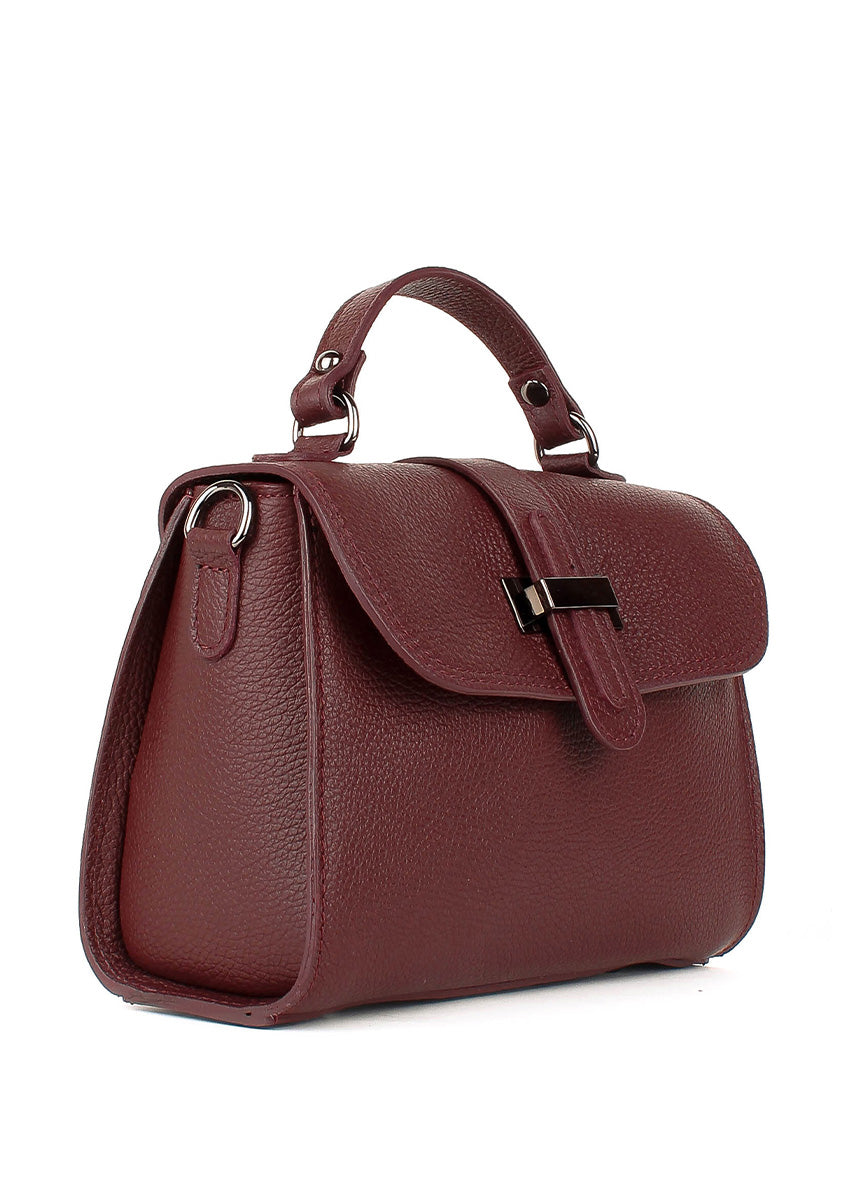 Bolso de mano de piel italiana Borgoña 2804-103-32