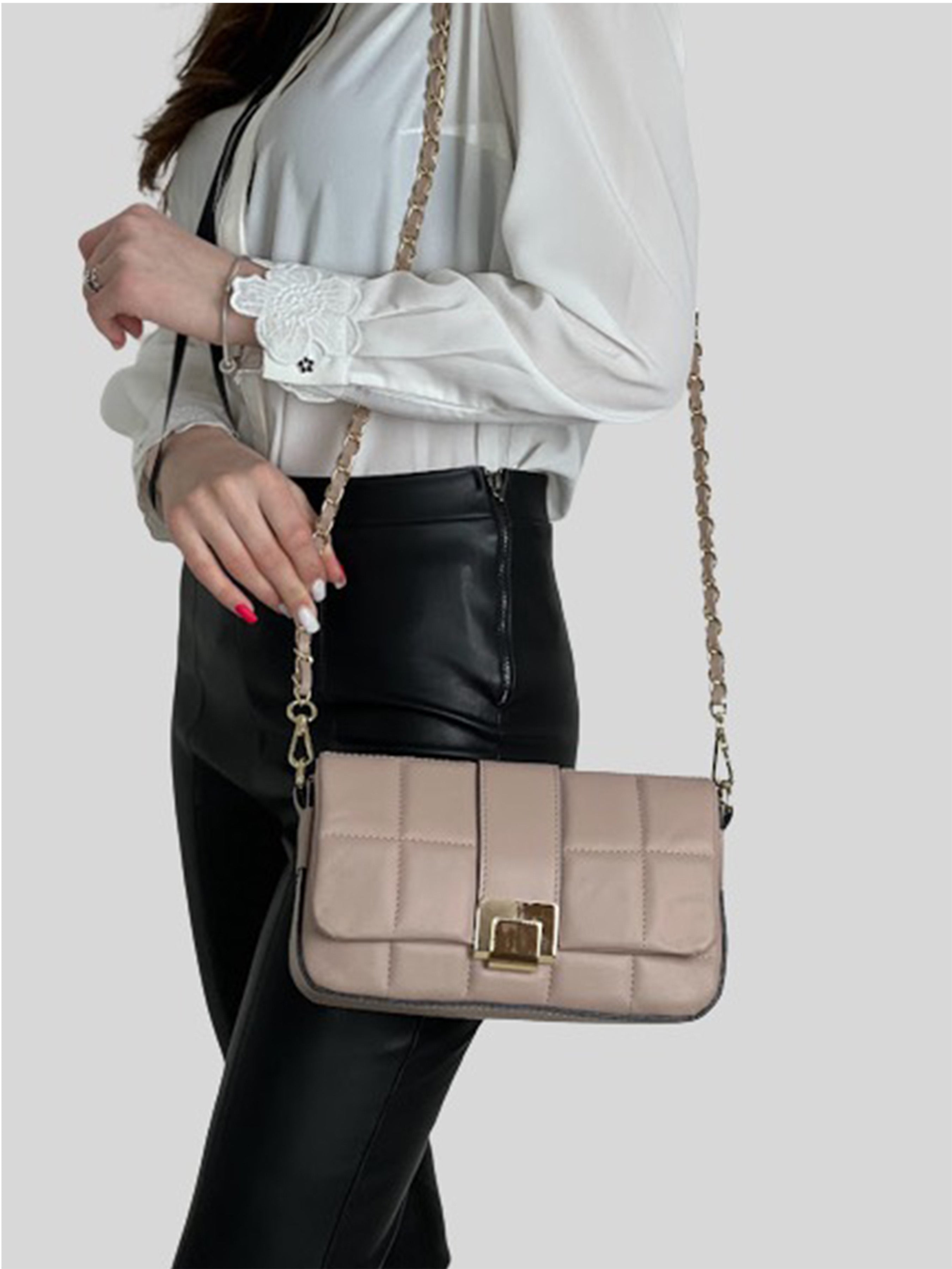 Bandolera de piel italiana Gris 5522-52-37