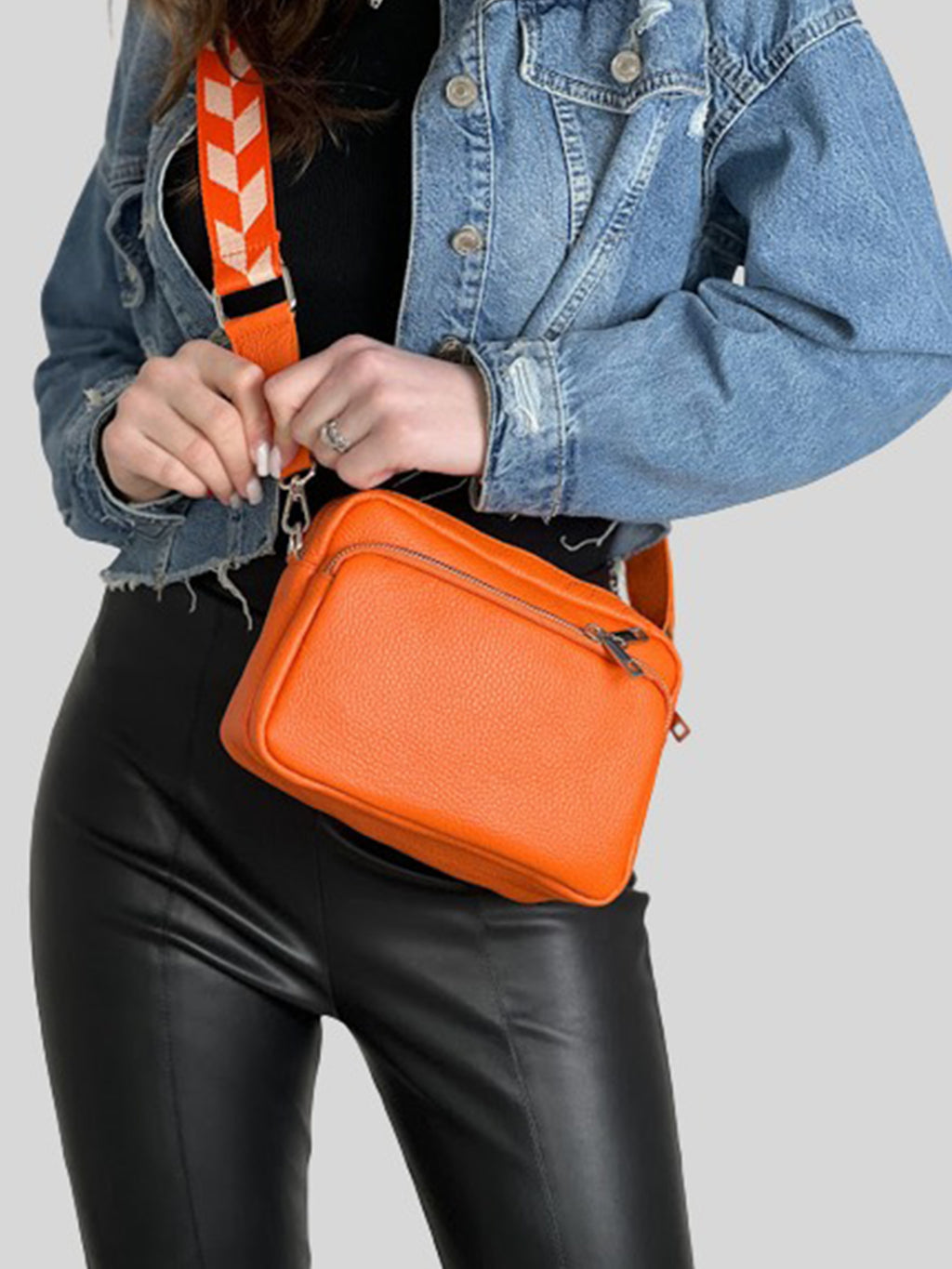 Bandolera de piel italiana Amarillo 3227-19-32