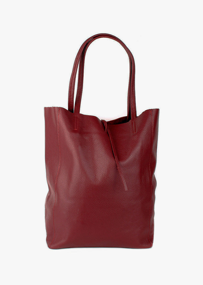 Shopper de piel italiana LARGO Borgoña