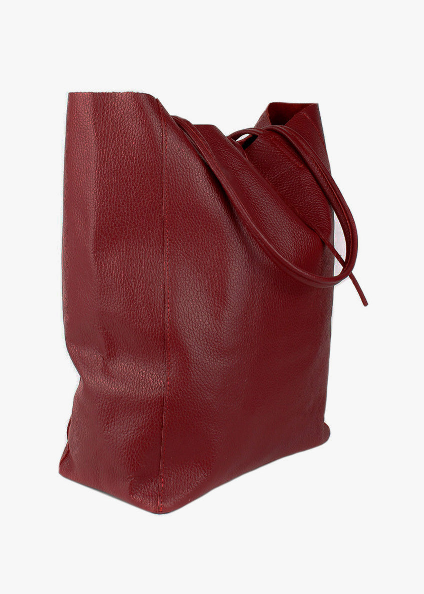 Shopper de piel italiana LARGO Borgoña